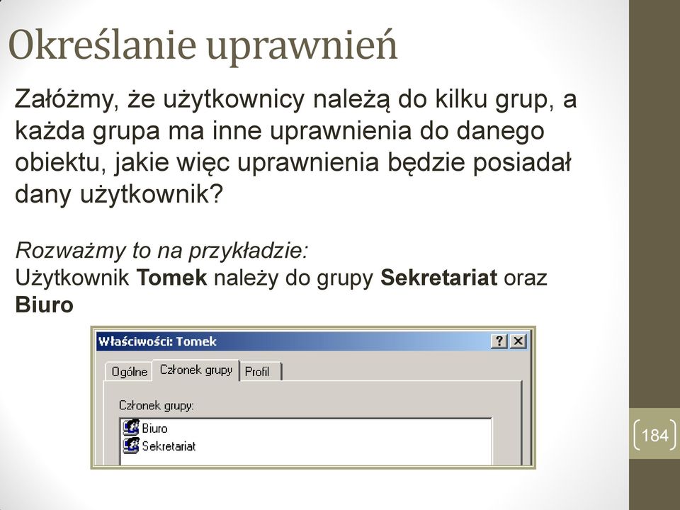 więc uprawnienia będzie posiadał dany użytkownik?