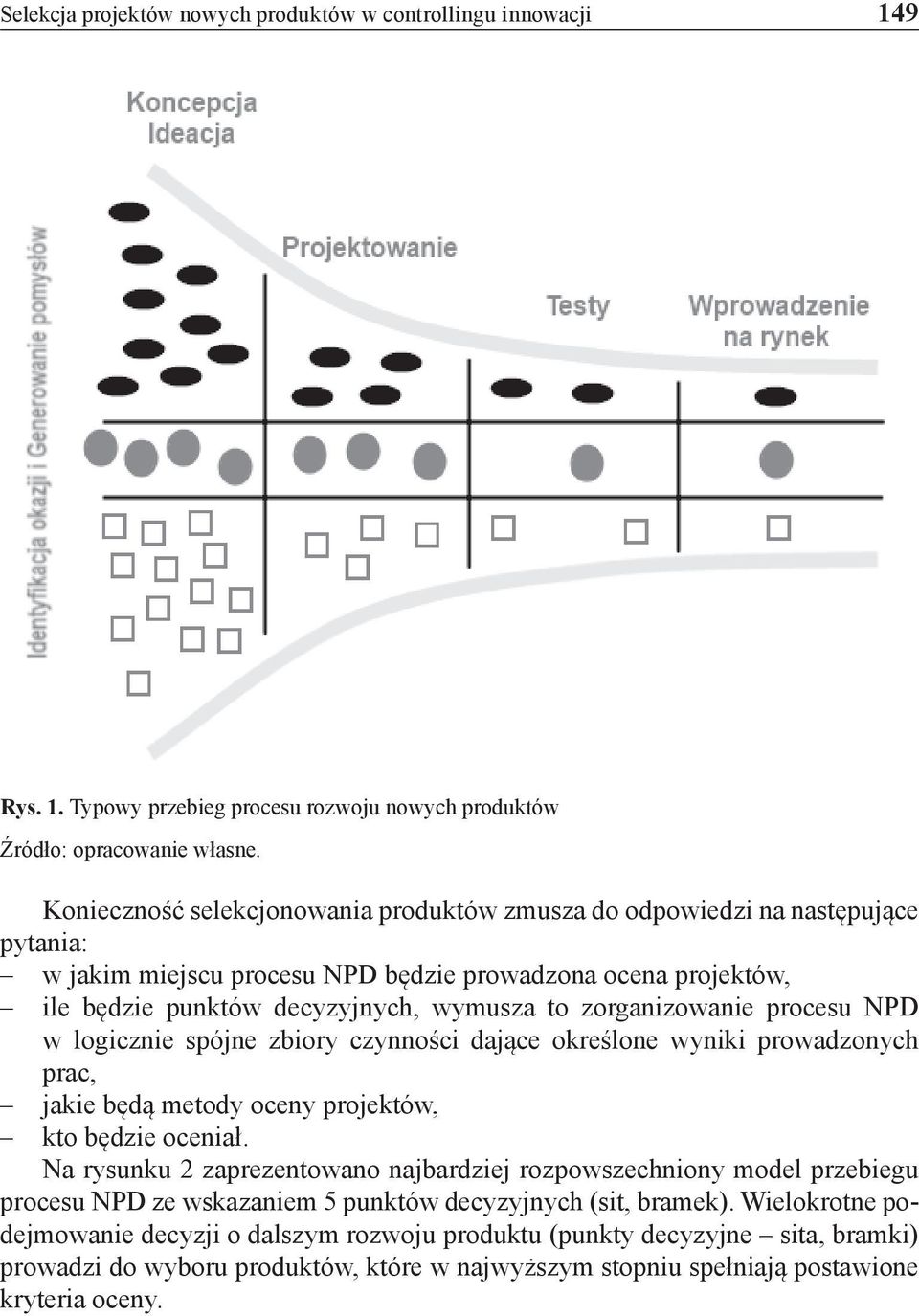 zorganizowanie procesu NPD w logicznie spójne zbiory czynności dające określone wyniki prowadzonych prac, jakie będą metody oceny projektów, kto będzie oceniał.