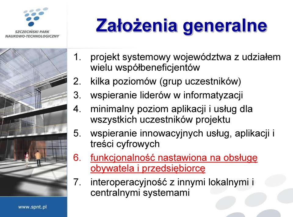 minimalny poziom aplikacji i usług dla wszystkich uczestników projektu 5.