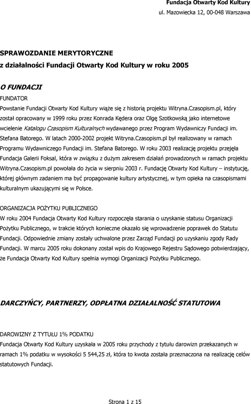 projektu Witryna.Czasopism.