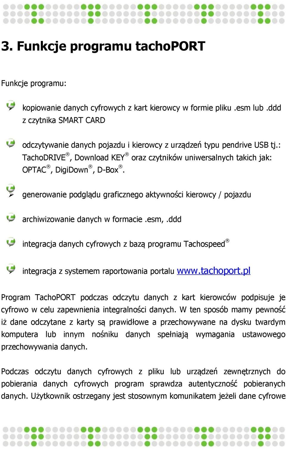 generowanie podglądu graficznego aktywności kierowcy / pojazdu archiwizowanie danych w formacie.esm,.