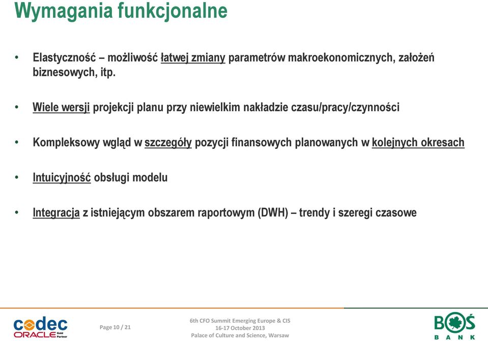 Wiele wersji projekcji planu przy niewielkim nakładzie czasu/pracy/czynności Kompleksowy wgląd w