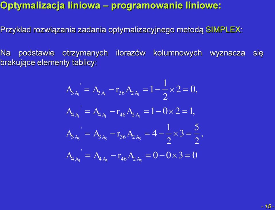 otzymanych iloazów kolumnowych