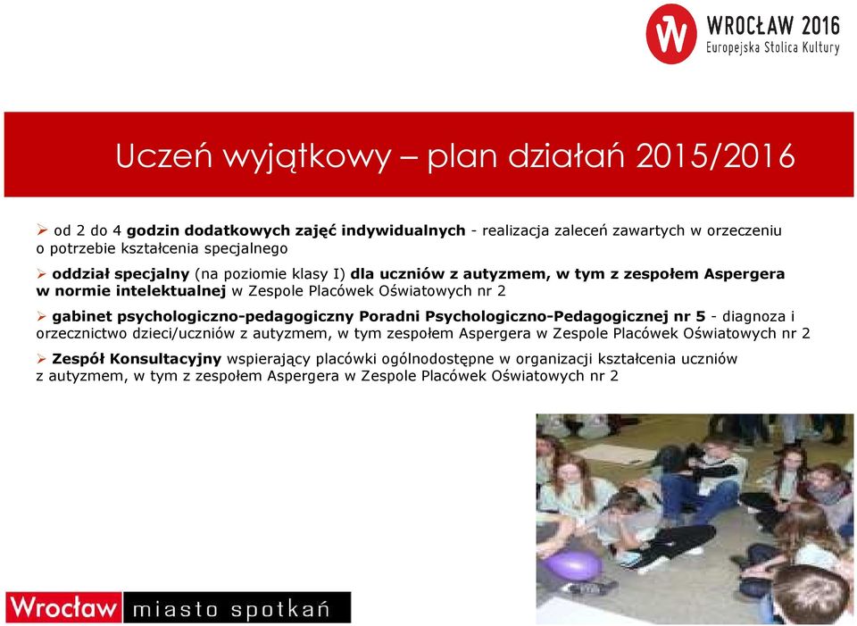 psychologiczno-pedagogiczny Poradni Psychologiczno-Pedagogicznej nr 5 - diagnoza i orzecznictwo dzieci/uczniów z autyzmem, w tym zespołem Aspergera w Zespole Placówek