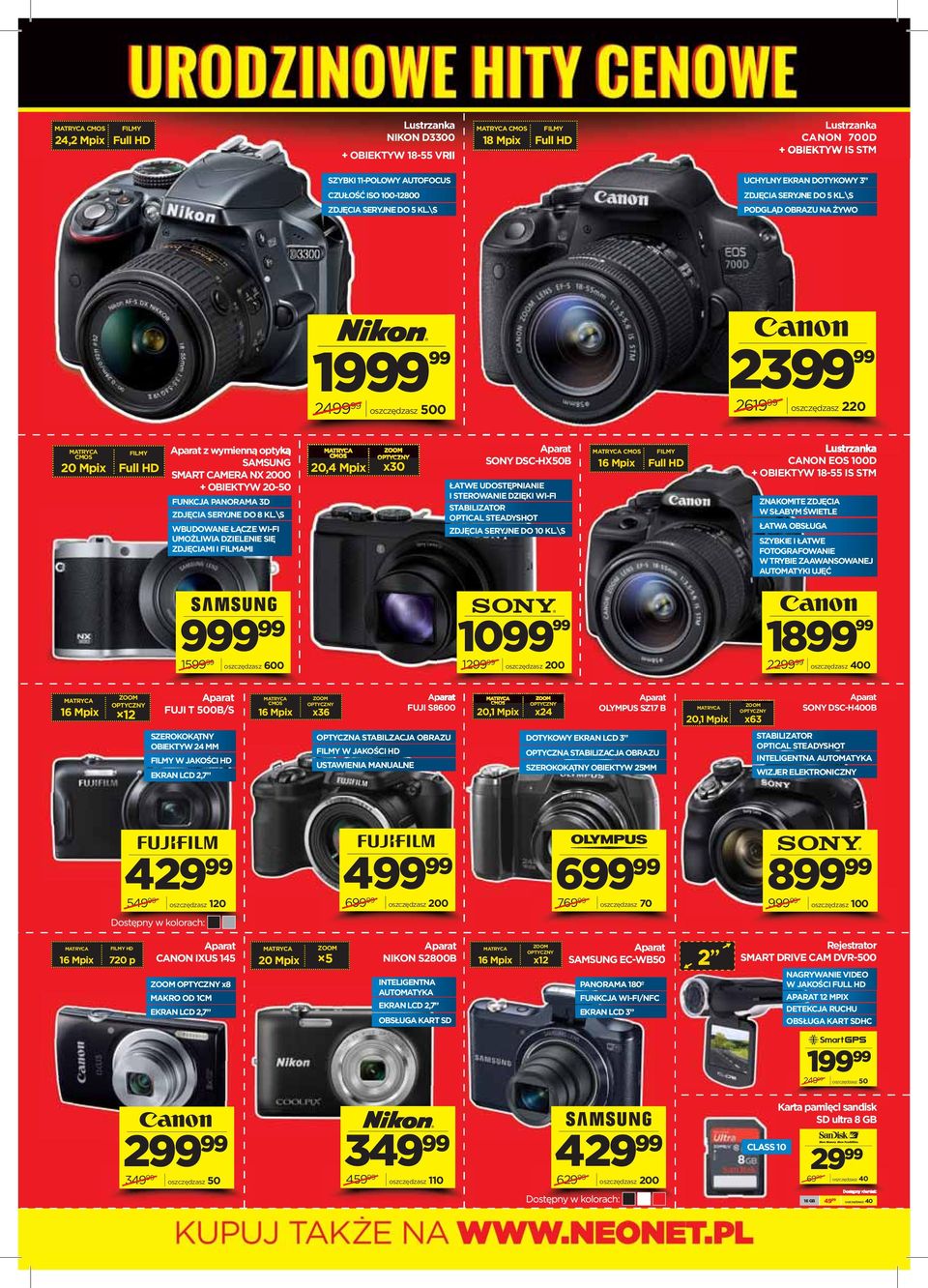 \S PODGLĄD OBRAZU NA ŻYWO 19 24 oszczędzasz 500 23 2619 oszczędzasz 220 MATRYCA CMOS FILMY 20 Mpx Full HD Aparat z wymenną optyką SAMSUNG SMART CAMERA NX 2000 + OBIEKTYW 20-50 FUNKCJA PANOA 3D