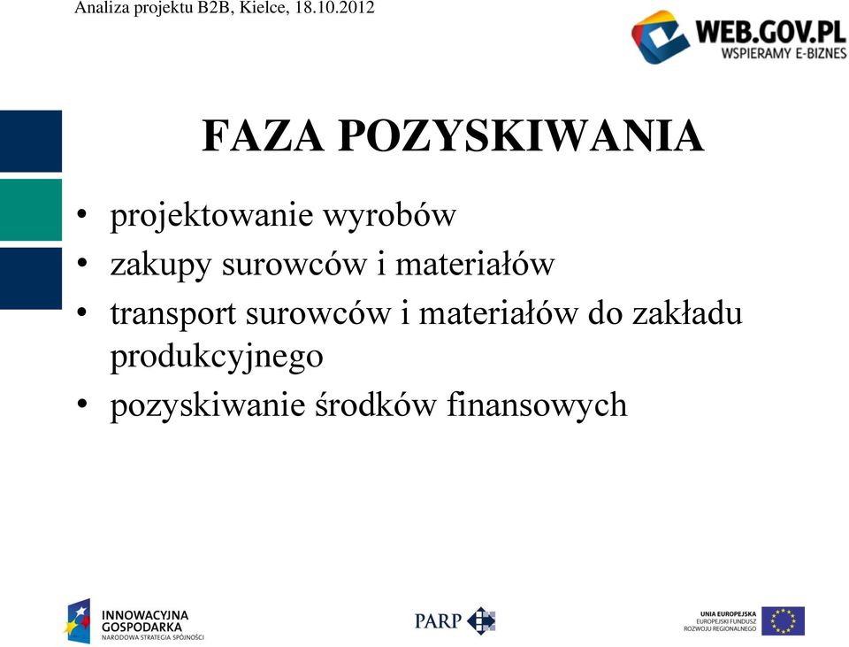 surowców i materiałów do zakładu