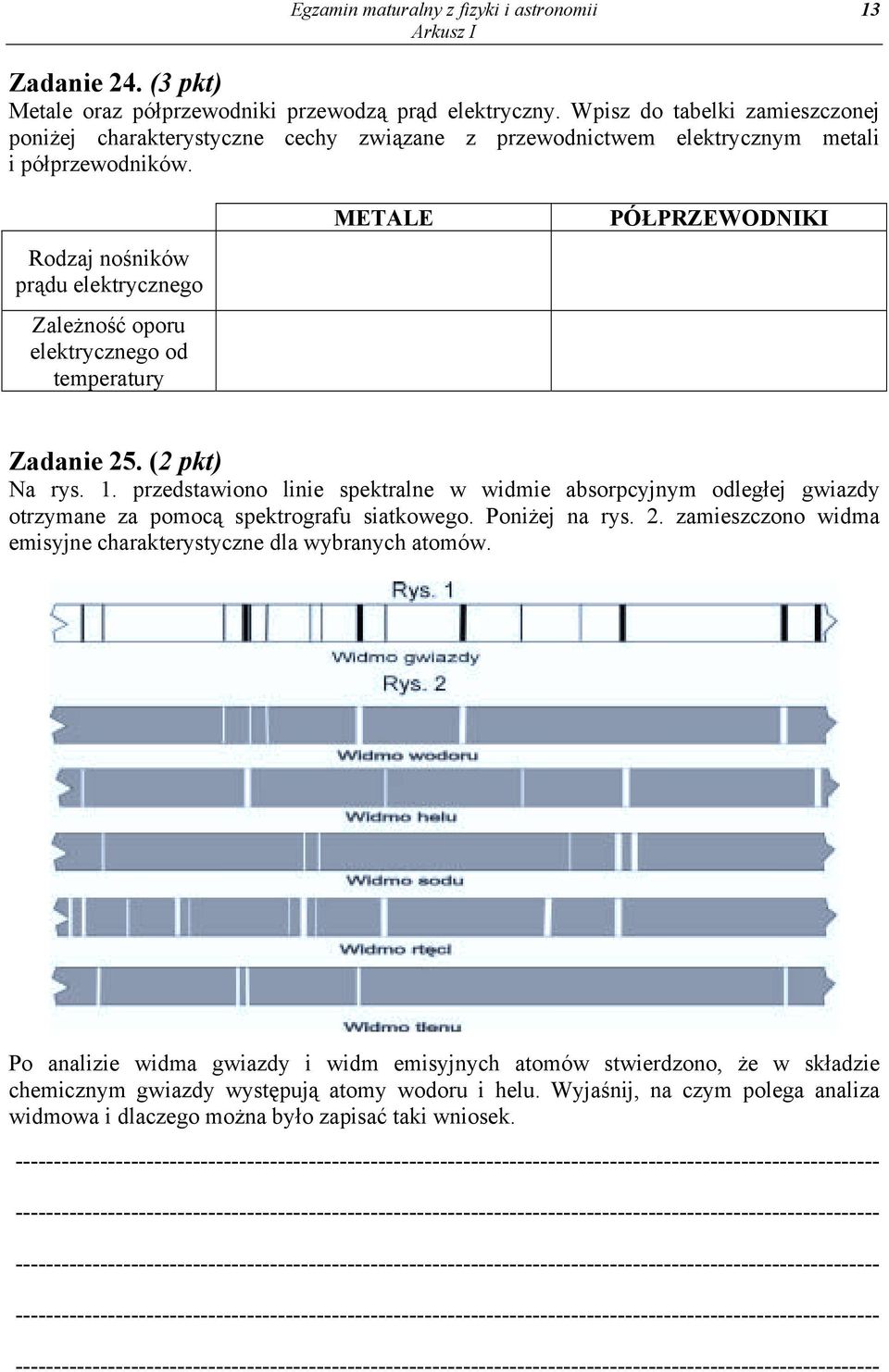 Rodzaj nośników prądu elektrycznego Zależność oporu elektrycznego od temperatury METALE PÓŁPRZEWODNIKI Zadanie 25. (2 pkt) Na rys. 1.