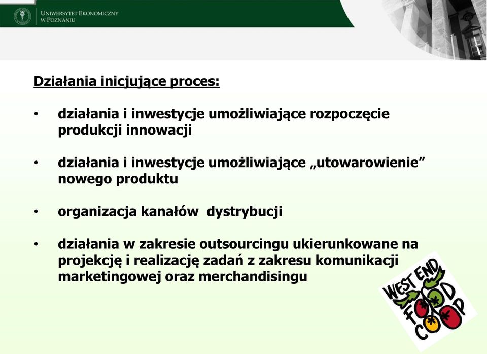 produktu organizacja kanałów dystrybucji działania w zakresie outsourcingu