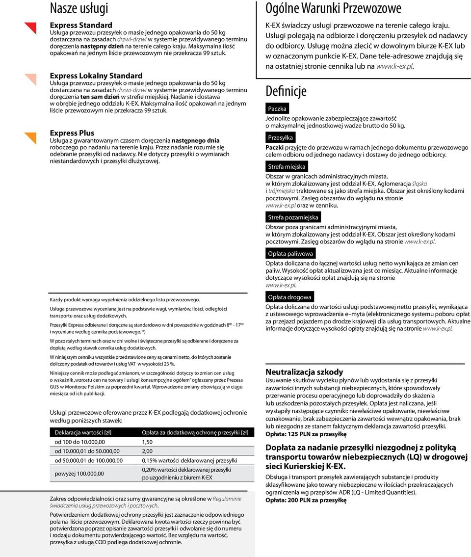 Express Lokalny Standard Usługa przewozu przesyłek o masie jednego opakowania do 50 kg dostarczana na zasadach drzwi-drzwi w systemie przewidywanego terminu doręczenia ten sam dzień w strefie