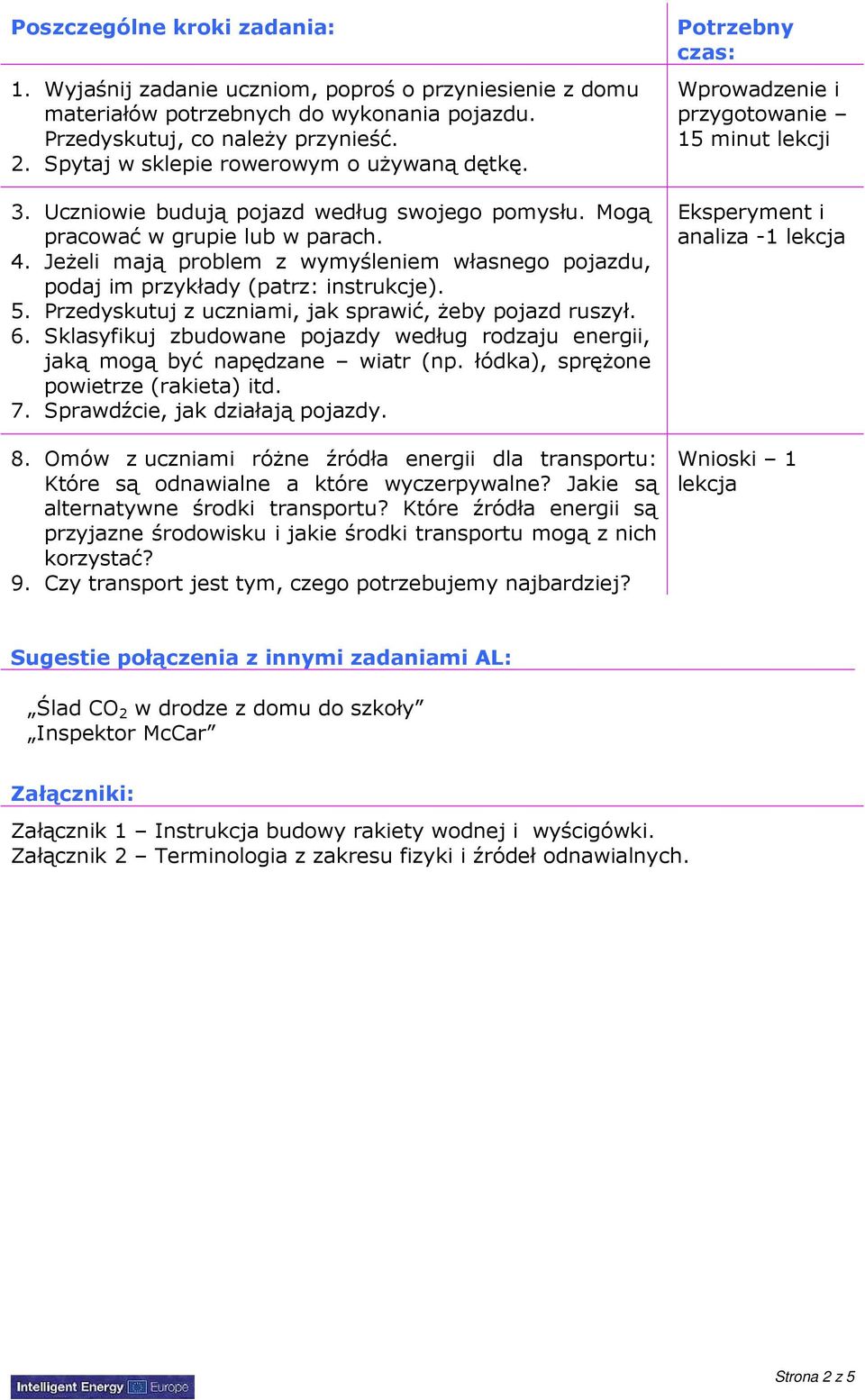 JeŜeli mają problem z wymyśleniem własnego pojazdu, podaj im przykłady (patrz: instrukcje). 5. Przedyskutuj z uczniami, jak sprawić, Ŝeby pojazd ruszył. 6.