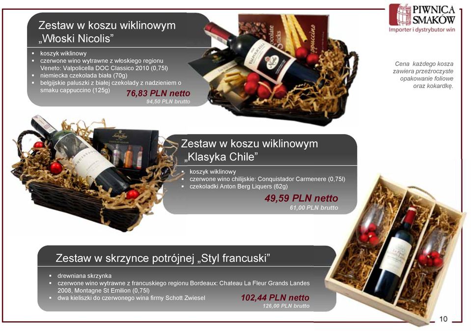 Zestaw w koszu wiklinowym Klasyka Chile koszyk wiklinowy czerwone wino chilijskie: Conquistador Carmenere (0,75l) czekoladki Anton Berg Liquers (62g) 49,59 PLN netto 61,00 PLN brutto Zestaw w