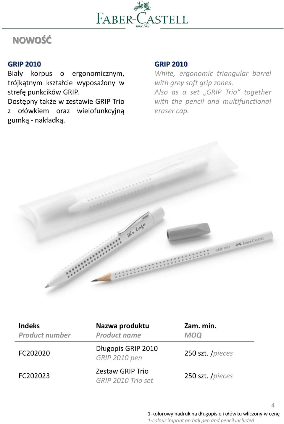 GRIP 2010 White, ergonomic triangular barrel with grey soft grip zones.