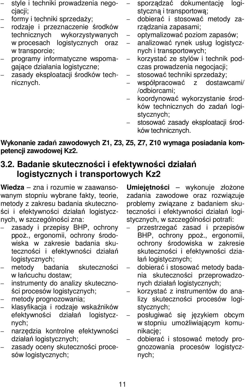 sporządzać dokumentację logistyczną i transportową; dobierać i stosować metody zarządzania zapasami; optymalizować poziom zapasów; analizować rynek usług logistycznych i transportowych; korzystać ze