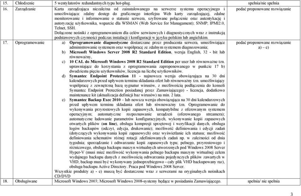 informowanie o statusie serwera, szyfrowane połączenie oraz autentykację i autoryzację użytkownika, wsparcie dla WSMAN (Web Service for Managament); SNMP; IPMI2.0, Telnet, SSH.