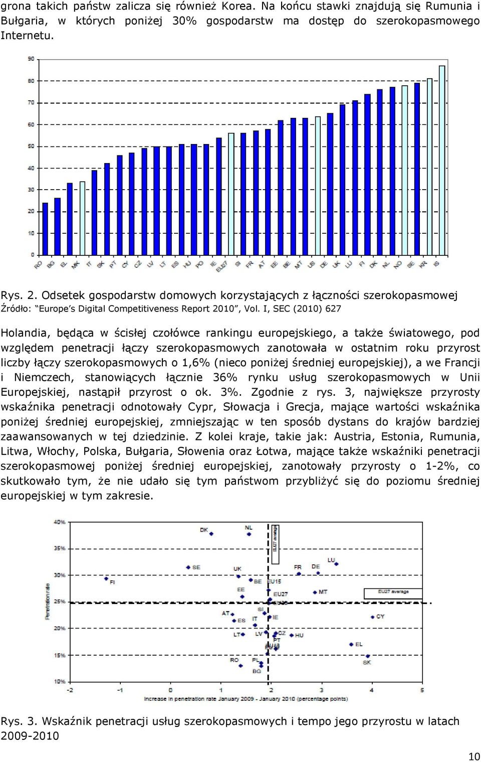 I, SEC (2010) 627 Holandia, będąca w ścisłej czołówce rankingu europejskiego, a także światowego, pod względem penetracji łączy szerokopasmowych zanotowała w ostatnim roku przyrost liczby łączy
