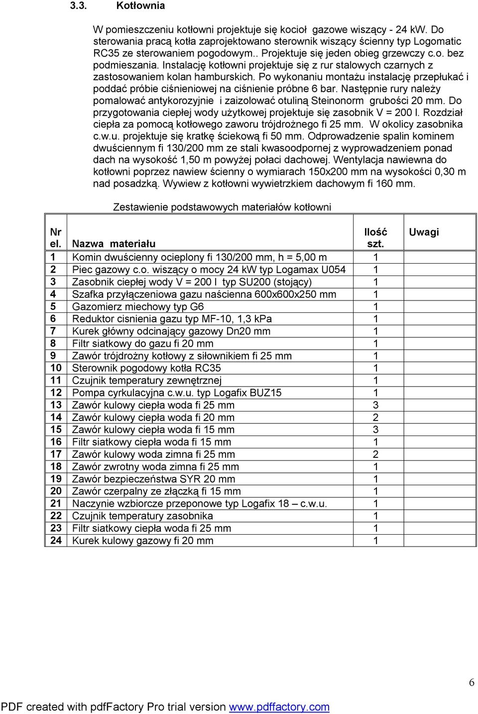 Po wykonaniu montażu instalację przepłukać i poddać próbie ciśnieniowej na ciśnienie próbne 6 bar. Następnie rury należy pomalować antykorozyjnie i zaizolować otuliną Steinonorm grubości 20 mm.