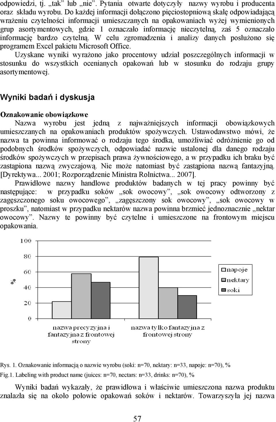 nieczytelną, zaś 5 oznaczało informację bardzo czytelną. W celu zgromadzenia i analizy danych posłużono się programem Excel pakietu Microsoft Office.