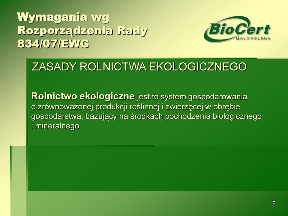 o zrównoważonej produkcji roślinnej i zwierzęcej w obrębie