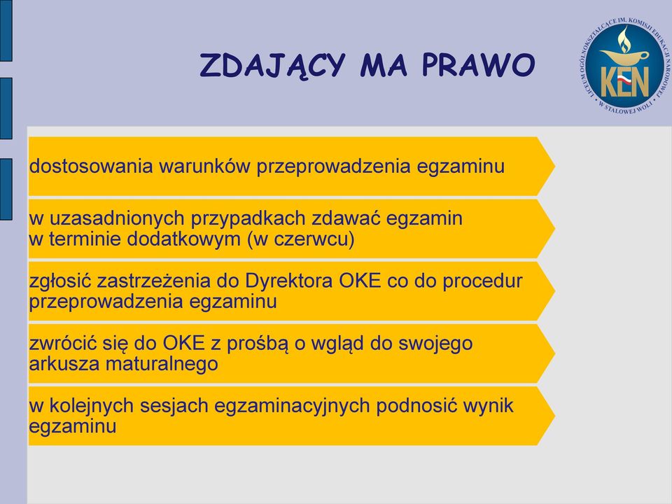 uzasadnionych przypadkach zdawać egzamin w terminie dodatkowym (w czerwcu) zgłosić zastrzeżenia do