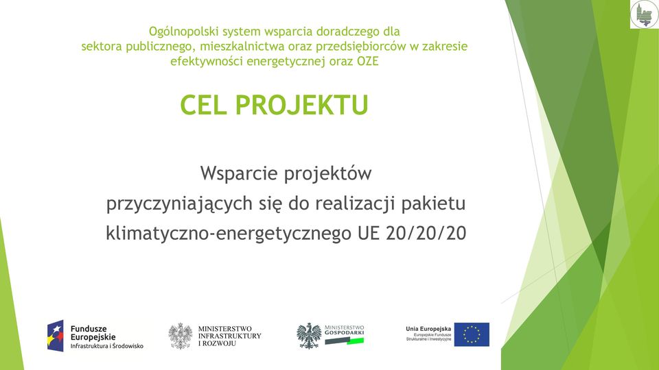 energetycznej oraz OZE CEL PROJEKTU Wsparcie projektów