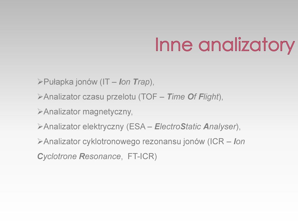 elektryczny (ESA ElectroStatic Analyser), Analizator