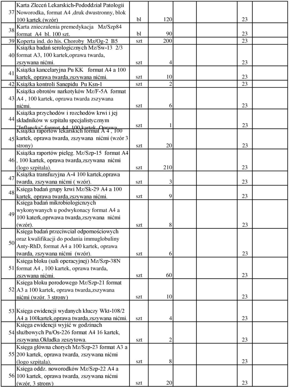 szt 4 23 Książka kancelaryjna Pu KK format A4 a 100 41 kartek, oprawa twarda,zszywana nićmi.