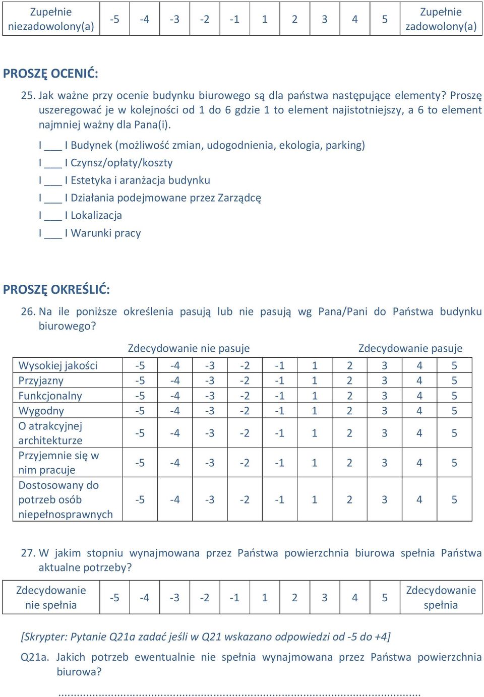 I I Budynek (możliwość zmian, udogodnienia, ekologia, parking) I I Czynsz/opłaty/koszty I I Estetyka i aranżacja budynku I I Działania podejmowane przez Zarządcę I I Lokalizacja I I Warunki pracy