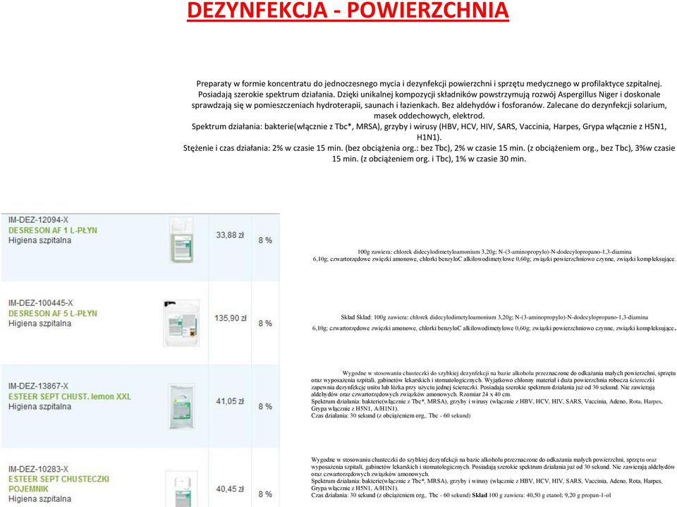 Zalecane do dezynfekcji solarium, masek oddechowych, elektrod.