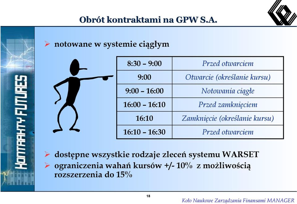 otwarciem Otwarcie (określanie kursu) Notowania ciągłe Przed zamknięciem Zamknięcie