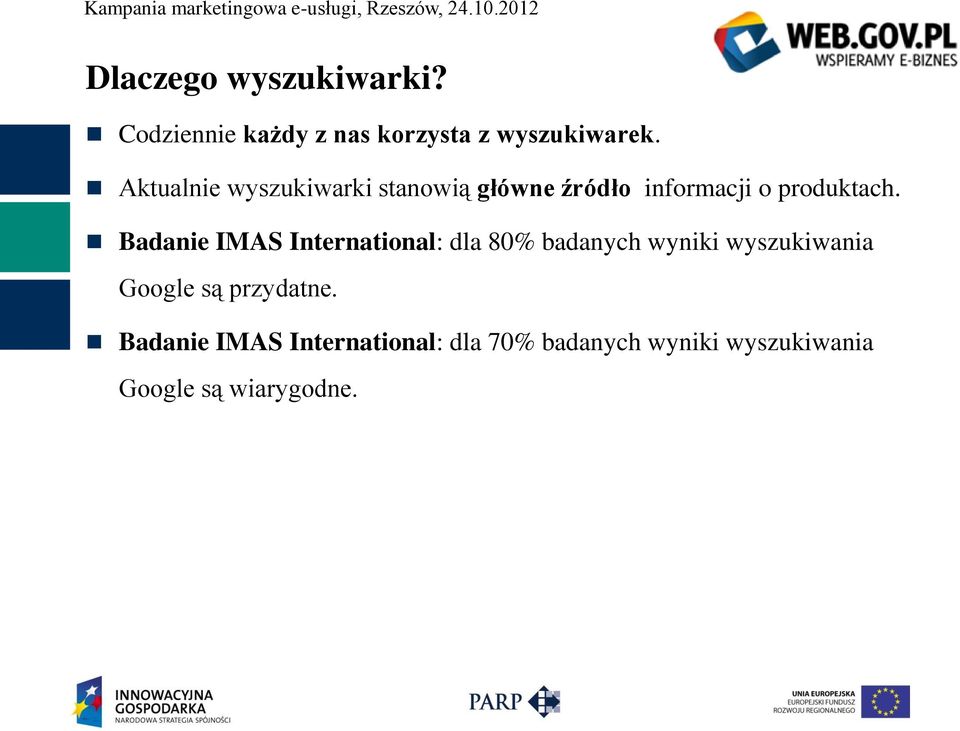Badanie IMAS International: dla 80% badanych wyniki wyszukiwania Google są