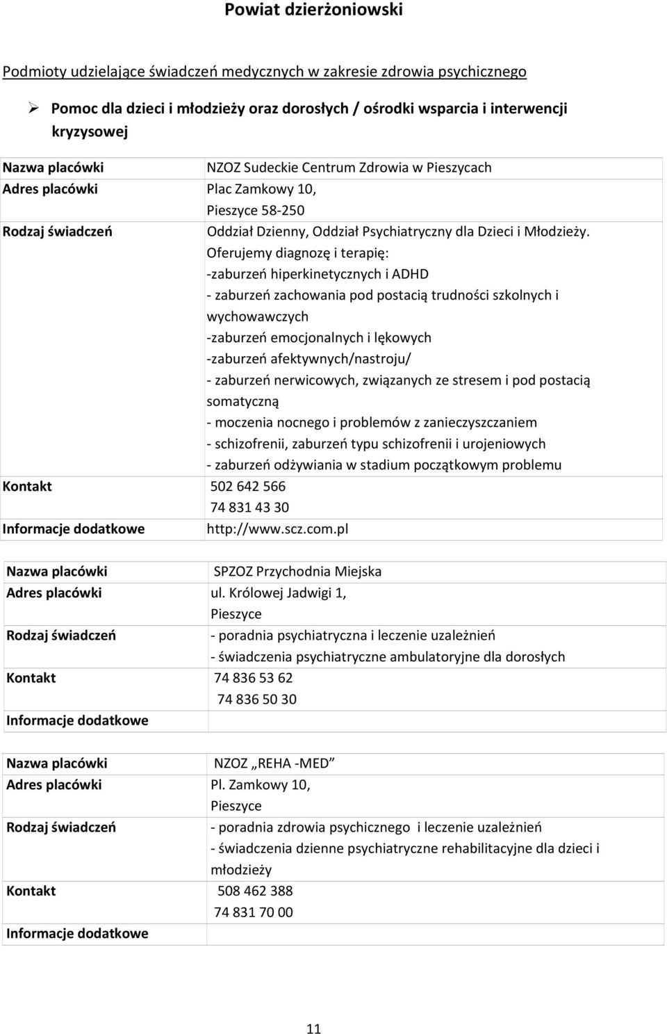 Oferujemy diagnozę i terapię: zaburzeń hiperkinetycznych i ADHD zaburzeń zachowania pod postacią trudności szkolnych i wychowawczych zaburzeń emocjonalnych i lękowych zaburzeń afektywnych/nastroju/