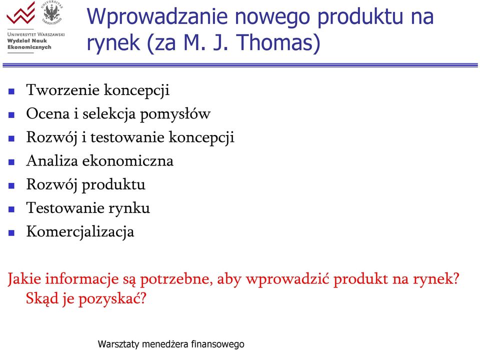 testowanie koncepcji Analiza ekonomiczna Rozwój produktu Testowanie