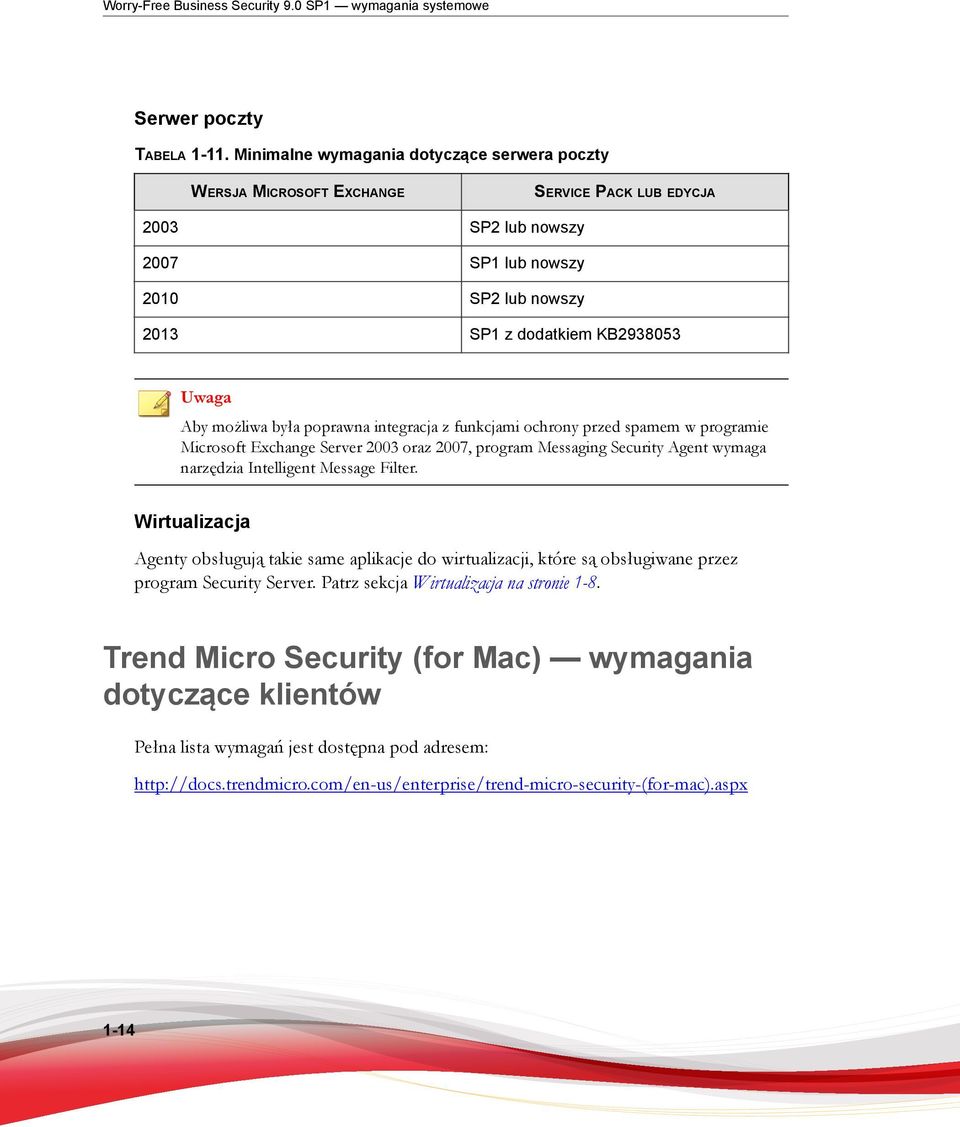 możliwa była poprawna integracja z funkcjami ochrony przed spamem w programie Microsoft Exchange Server 2003 oraz 2007, program Messaging Security Agent wymaga narzędzia Intelligent Message Filter.