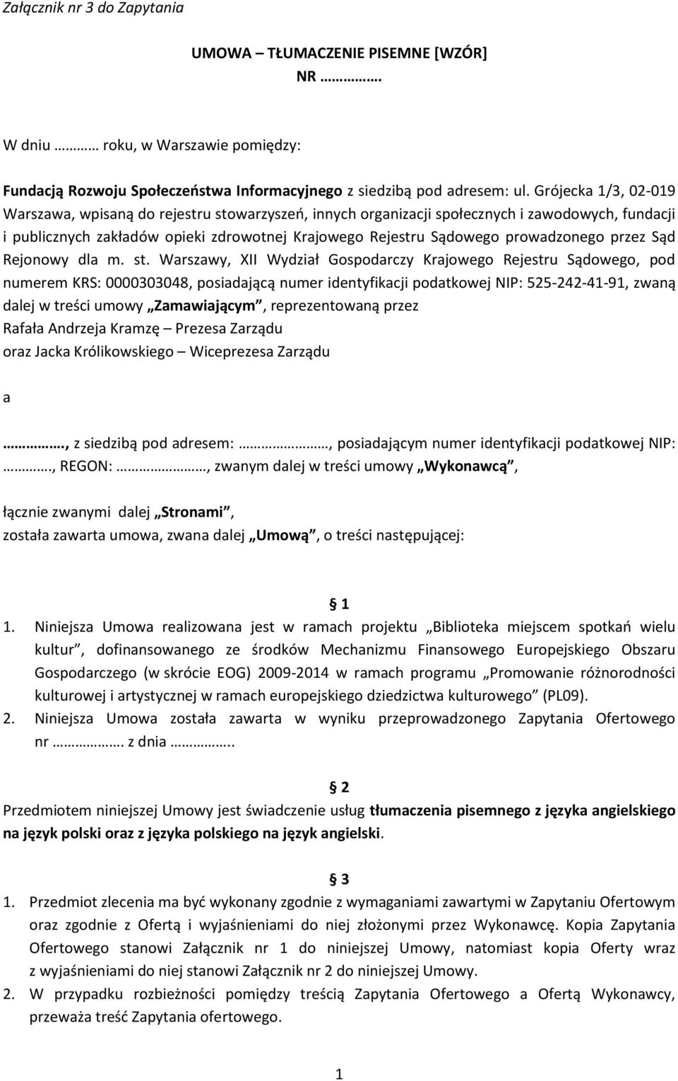 prowadzonego przez Sąd Rejonowy dla m. st.