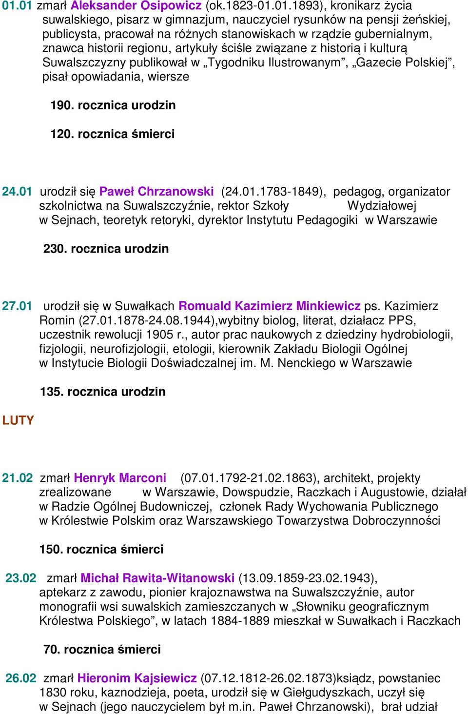 rocznica urodzin 120. rocznica śmierci 24.01 
