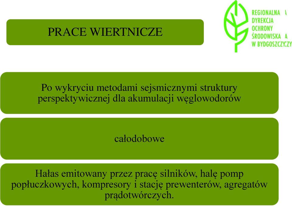 całodobowe Hałas emitowany przez pracę silników, halę pomp