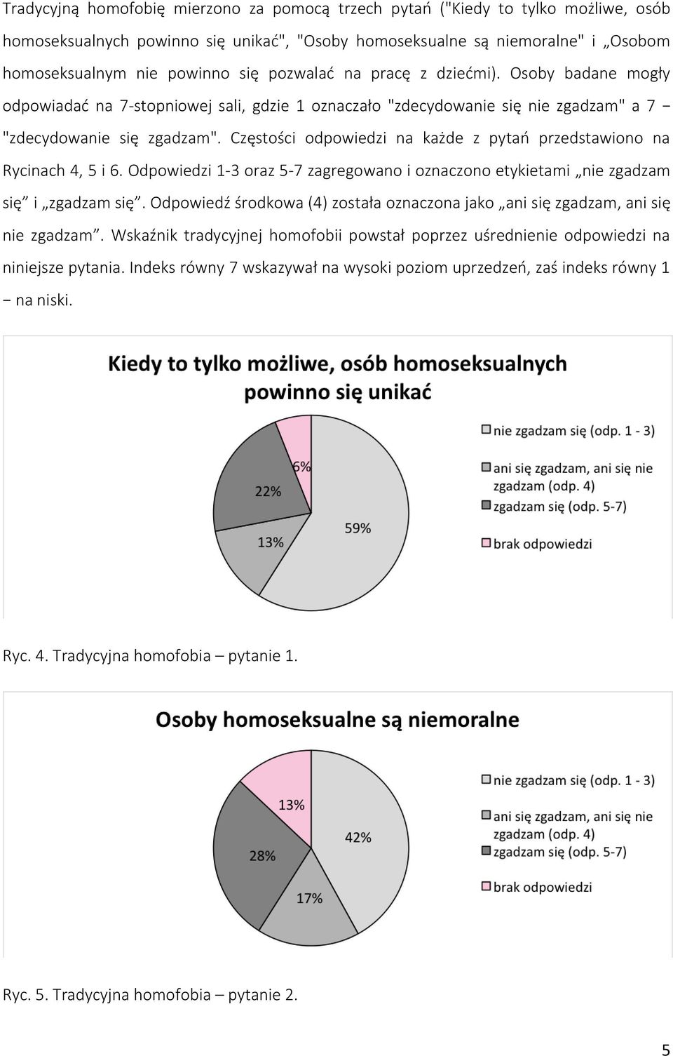 Częstości odpowiedzi na każde z pytań przedstawiono na Rycinach 4, 5 i 6. Odpowiedzi 1-3 oraz 5-7 zagregowano i oznaczono etykietami nie zgadzam się i zgadzam się.