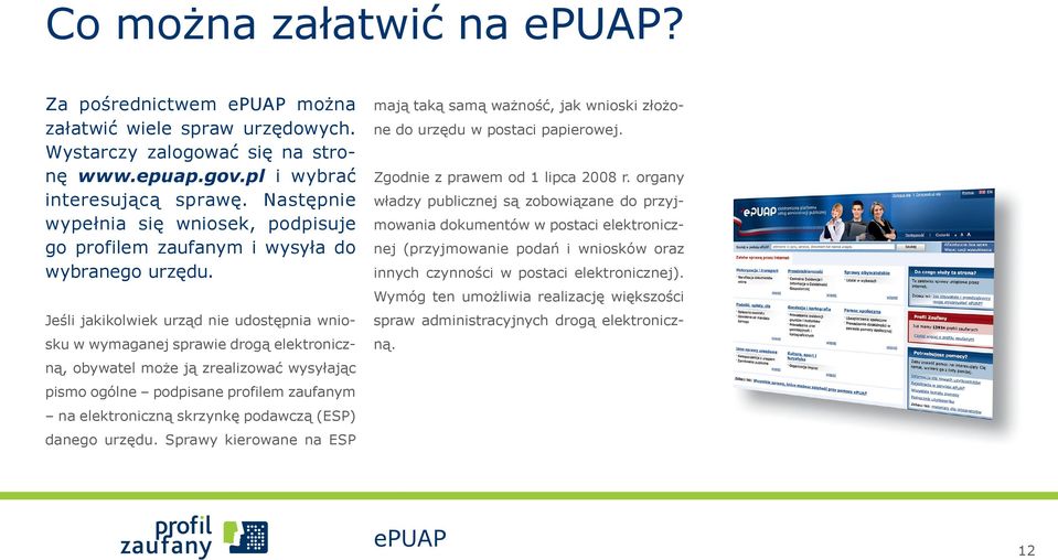 Jeśli jakikolwiek urząd nie udostępnia wniosku w wymaganej sprawie drogą elektroniczną, obywatel może ją zrealizować wysyłając pismo ogólne podpisane profilem zaufanym na elektroniczną skrzynkę