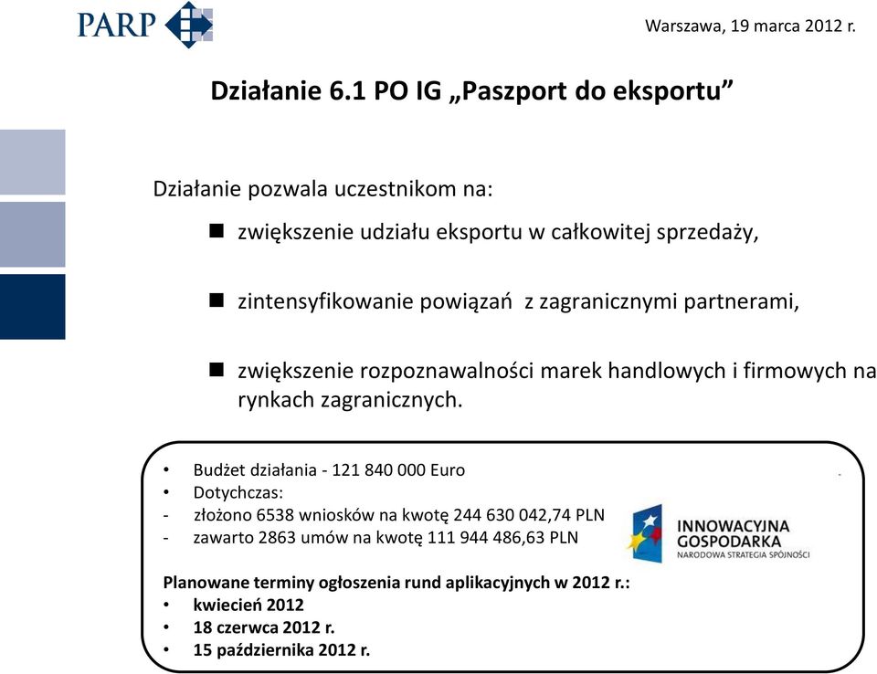 zintensyfikowanie powiązań z zagranicznymi partnerami, zwiększenie rozpoznawalności marek handlowych i firmowych na rynkach