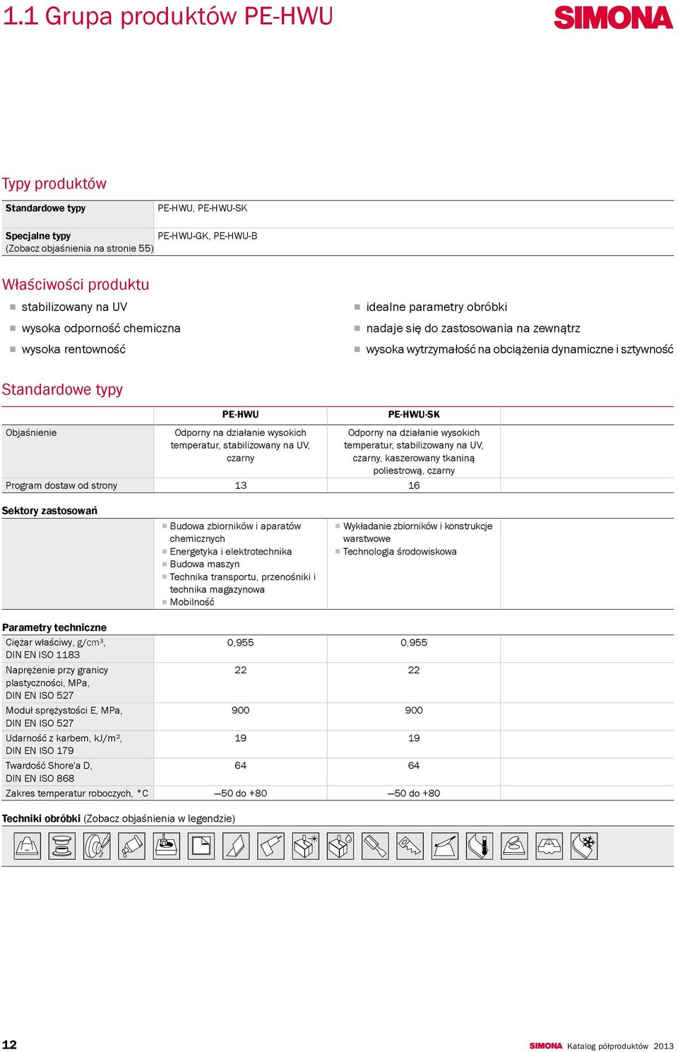 dostaw od strony Sektory zastosowań PE-HWU Odporny na działanie wysokich temperatur, stabilizowany na UV, czarny 13 Budowa zbiorników i aparatów chemicznych Energetyka i elektrotechnika Budowa maszyn