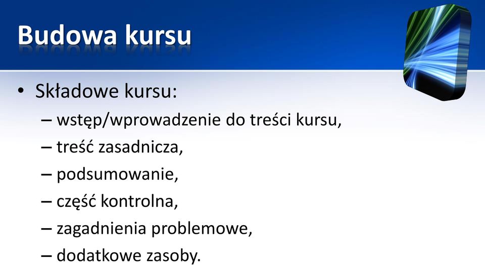 treść zasadnicza, podsumowanie, część