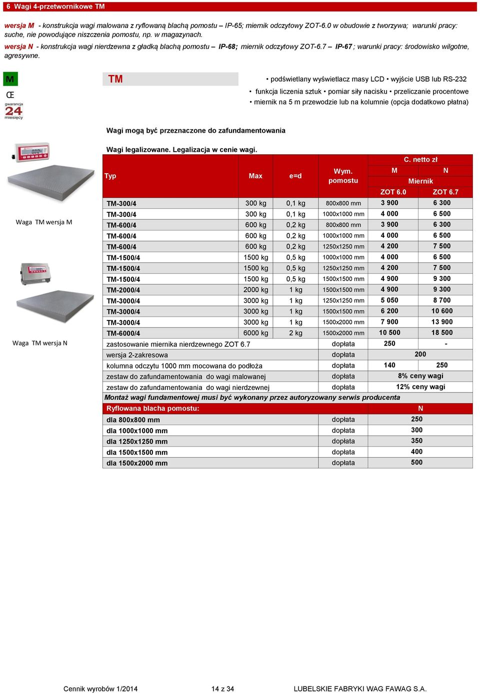 T podświetlany wyświetlacz masy LCD wyjście USB lub RS232 funkcja liczenia sztuk pomiar siły nacisku przelicza procentowe miernik na 5 m przewodzie lub na kolum (opcja dodatkowo płatna) Wagi mogą być