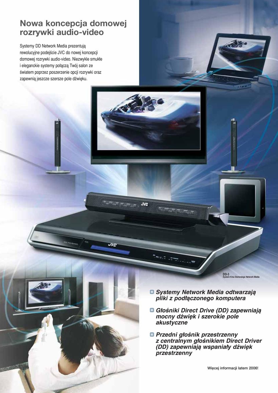DD-3 System Kina Domowego Network Media Systemy Network Media odtwarzajà pliki z pod àczonego komputera G oêniki Direct Drive (DD) zapewniajà mocny dêwi k i