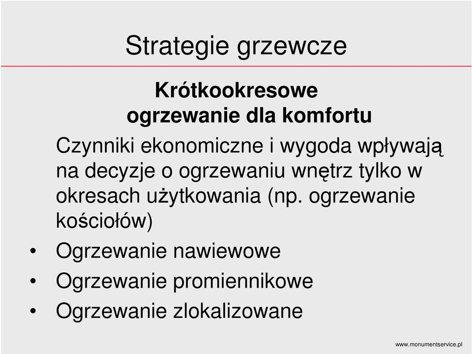 wnętrz tylko w okresach użytkowania (np.