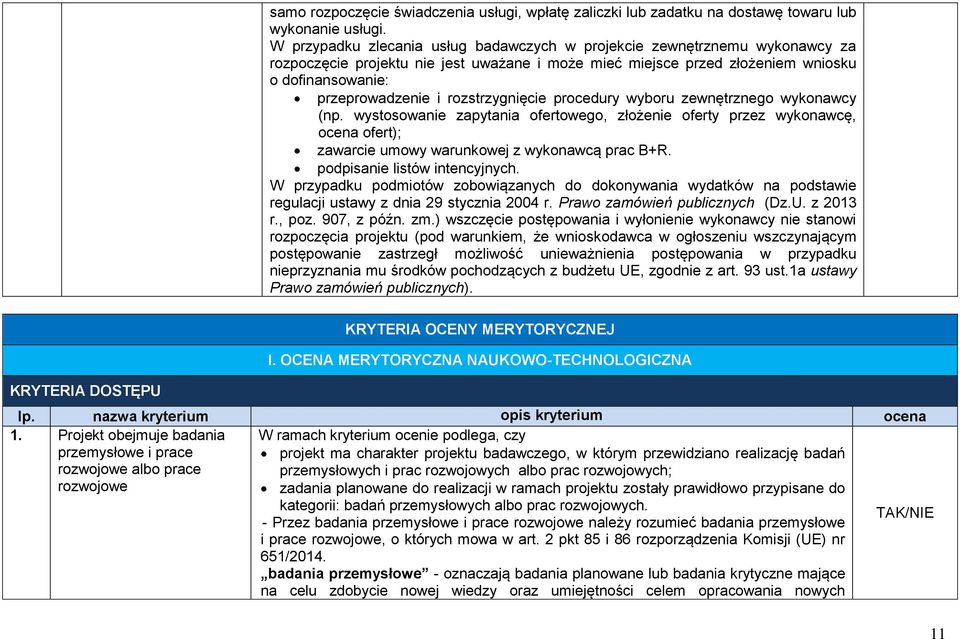 rozstrzygnięcie procedury wyboru zewnętrznego wykonawcy (np. wystosowanie zapytania ofertowego, złożenie oferty przez wykonawcę, ocena ofert); zawarcie umowy warunkowej z wykonawcą prac B+R.