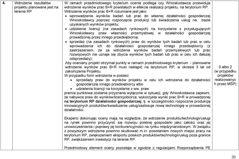 Wdrożenie wyników prac B+R rozumiane jest jako: wprowadzenie wyników badań lub prac do własnej działalności gospodarczej Wnioskodawcy poprzez rozpoczęcie produkcji lub świadczenia usług na bazie