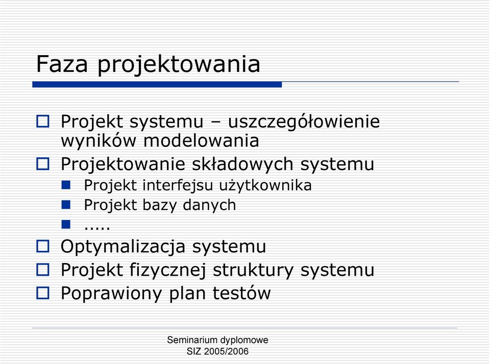 interfejsu użytkownika Projekt bazy danych.