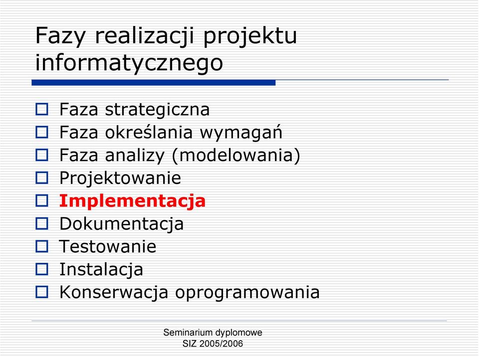 (modelowania) Projektowanie Implementacja