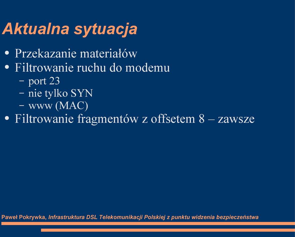 modemu port 23 nie tylko SYN www