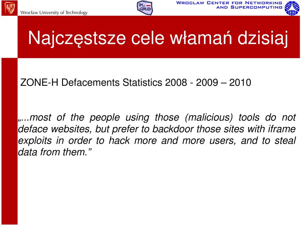 ..most of the people using those (malicious) tools do not deface